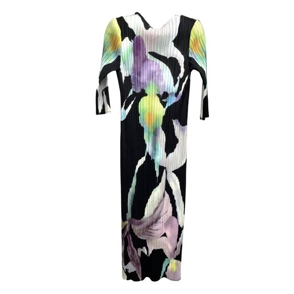 Nancy Yang Art-Inspired Midi Dress Abstract Floral Pleated Medium NWT - Picture 6 of 7